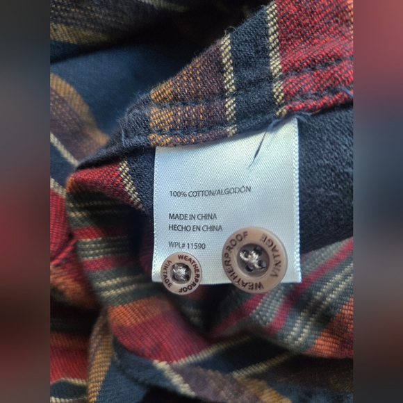 Weatherproof Vintage Striped Button Flannel- Red and Blue Mens Large - Picture 4 of 4